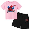 thumbnail image 3 of Conjunto de ropa de verano para niños y niñas con superhéroes, camiseta de manga corta de algodón y pantalones cortos, traje informal con estampado de Spider-Man, 3 of 5