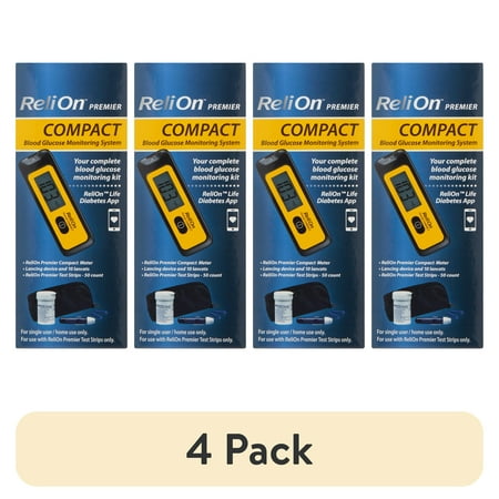 (4 pack) ReliOn Premier Compact Blood Glucose Monitoring System