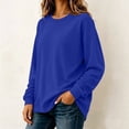 thumbnail image 5 of Stralyhd Womens Sweatshirt Oversized Long Sleeve Crew Neck Sweaters Winter Casual Fashion Pullover Tops Stretchy Loose Outfits Basic Lounge Wear Blue 3XL, 5 of 7