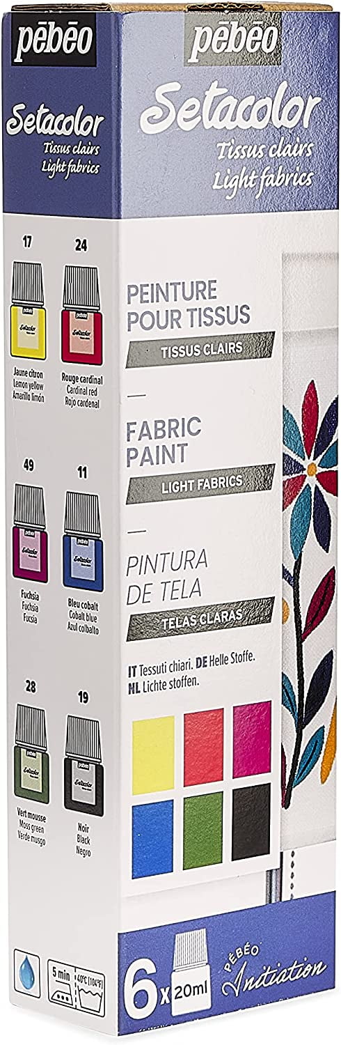 Pebeo Setacolor Fabric Paint - Light Fabrics, Set of 6