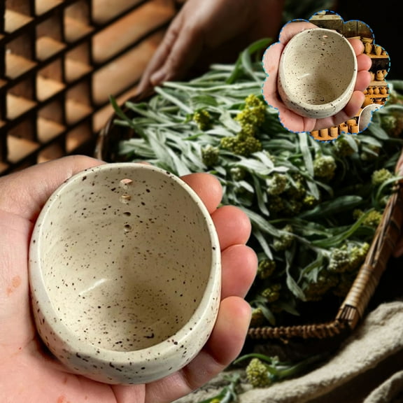 Pottery Herb Stripper Bowl, 2025 New Herb Stripper Bowl Ceramic, Handmade Herb Stripper Tool for Dishwasher and Microwave (Imperfect Speckled)