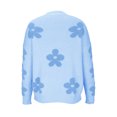 thumbnail image 5 of Lovskoo Sweaters for Women Long Sleeve Winter Pullover Soft Waxy Trendy Beaded Flower Design Knit Sweater Light Blue, 5 of 7
