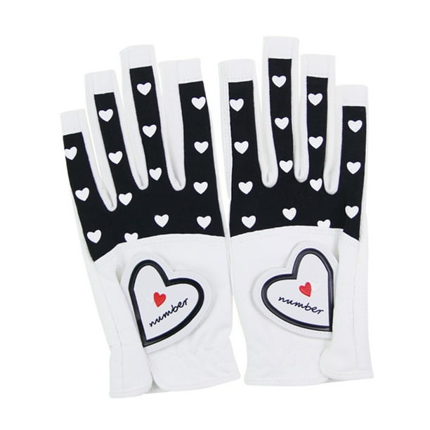 Greeniant Guante de golf para mujer Microfibra en forma de corazón Antideslizante Cómodo Ajustable Accesorios de golf resistentes al desgaste Red-19 Golf Negro-21 Greeniant OD019678-04