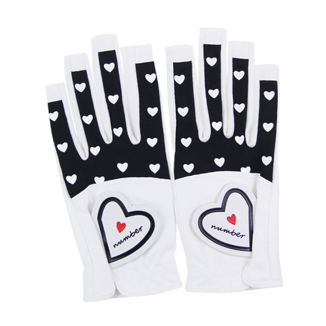 Eigraketly Guante de golf para mujer Microfibra en forma de corazón Antideslizante Cómodo Ajustable Accesorios de golf resistentes al desgaste Red-19 Golf Negro-18 Eigraketly OD019678-01