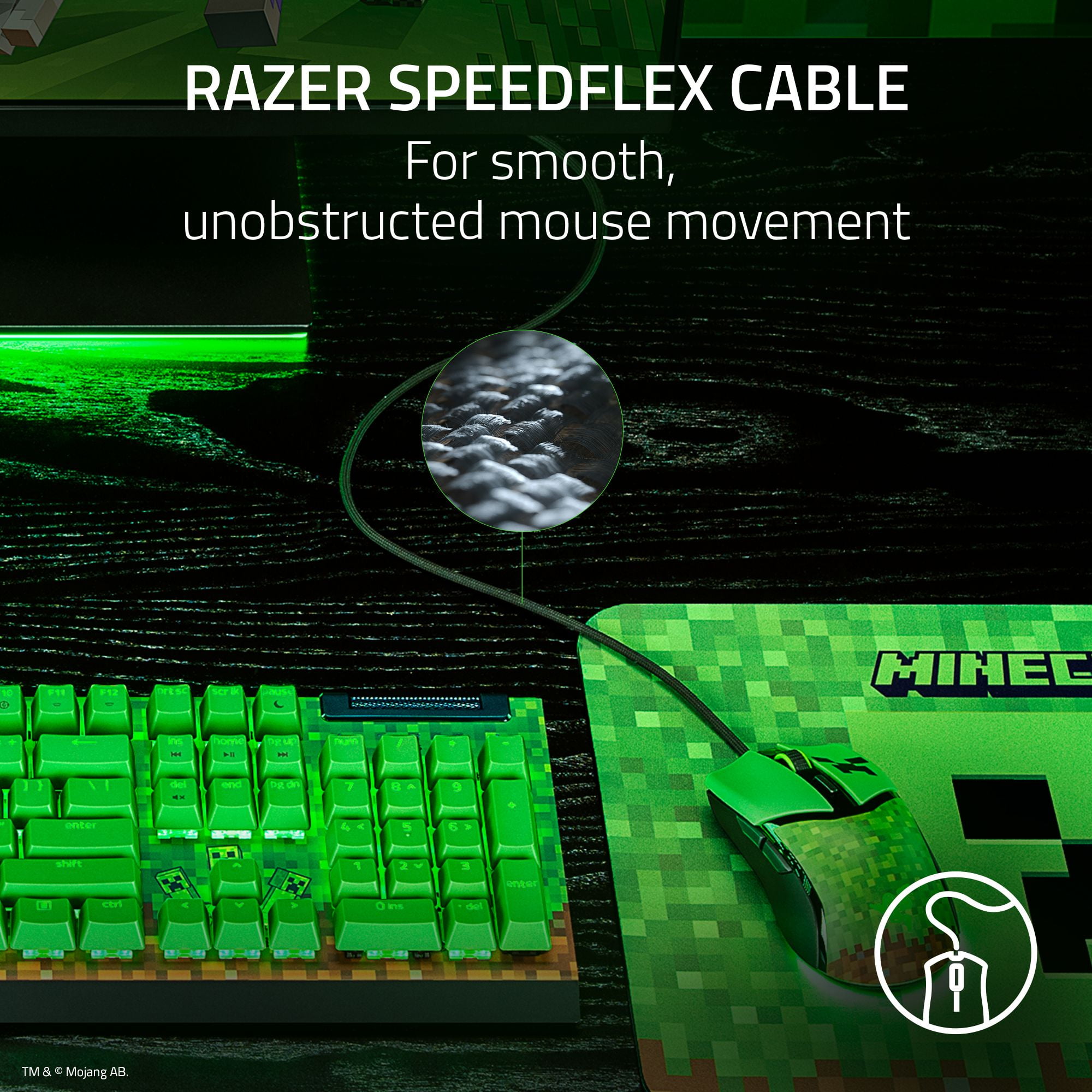 Razer Cobra Lightweight Wired Gaming Mouse with Chroma RGB, Minecraft Edition