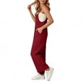 thumbnail image 5 of Jumpsuits for Women Oversized Spaghetti Strap Bohos Wide Leg Overalls Womens Summer Casual Solid Loose Fits Lightweight Comfy Rompers with Pockets, 5 of 7