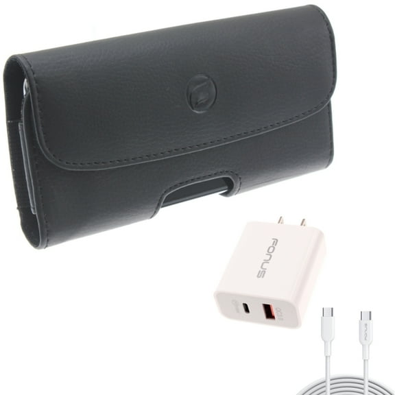 Case Belt Clip w 36W PD Home Charger for Samsung Galaxy S21,S20 - Leather Holster Cover, Fast Type-C 6ft Long Cable USB-C