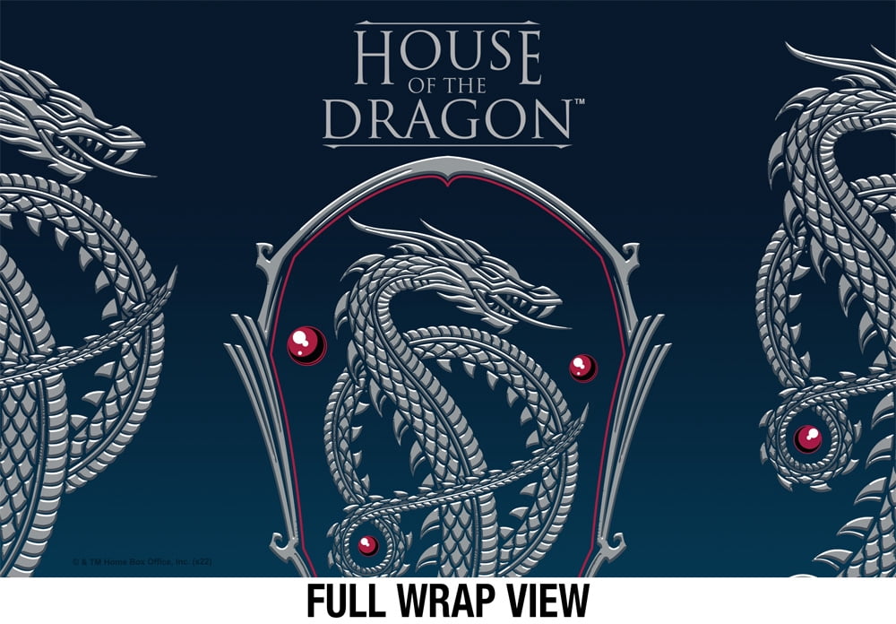 House of The Dragon Official Silver Dragon 18 oz Insulated Water Bottle, Leak Resistant, Vacuum Insulated Stainless Steel with 2-in-1 Loop Cap