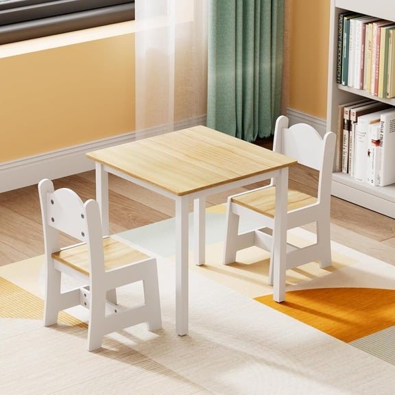 Sunshen Kids Table and Chairs, Toddler Table and Chair Set for Ages 1-3, Wooden Activity Table with Chairs, Perfect for Arts, Crafts and Nursery Use