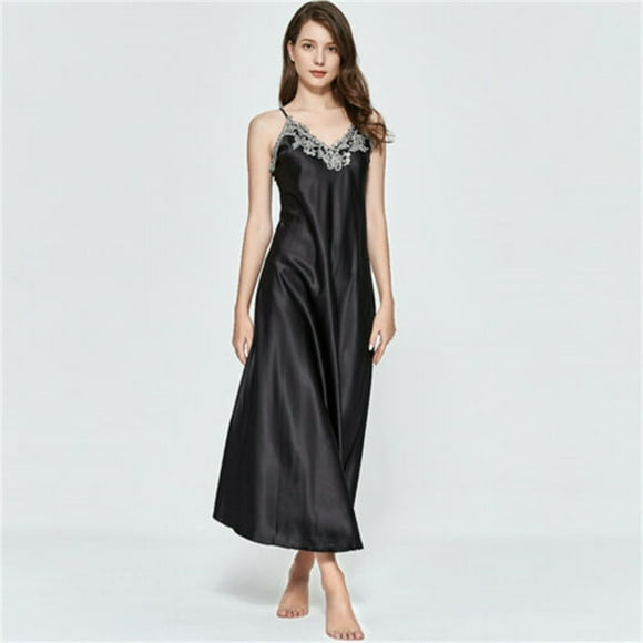 SAYOO Pijama largo de satén para mujeres SAYOO moda