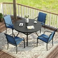 thumbnail image 6 of Vicllax Outdoor Dining Chair Patio Chairs Stacking Metal Modern for Deck Garden, Set of 4, Blue, 6 of 9