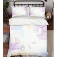 thumbnail image 3 of 3D Watercolor Purple Floral Funda de edredón Juego de ropa de cama Funda de edredón Fundas de almohada, 3 of 3