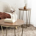 thumbnail image 7 of Kate and Laurel Solvay Round Metal and Wood Side Table, 16 x 16 x 24, Walnut and Antique Brass, Mid-Century Modern Bedroom Nightstand Table with Solid Mango Wood Tabletop and Iron Base, 7 of 7