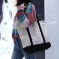 thumbnail image 5 of Bolso de lona de moda con bolsillo exterior y cierre de cremallera superior, esencial para el uso diario. Negro, 5 of 5