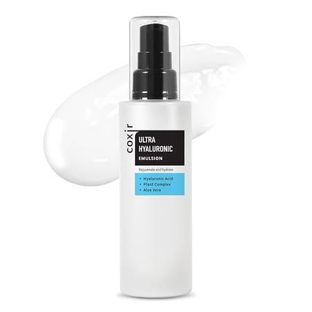 COXIR Ultra Hyaluronic Emulsion(3.38 fl.oz) l Korean Daily Face Moisturizer for Dry, Dehydrated Skin l Long-Lasting Hydration with Hyaluronic Acid, Collagen & Plant Complex 19 l Lightweight