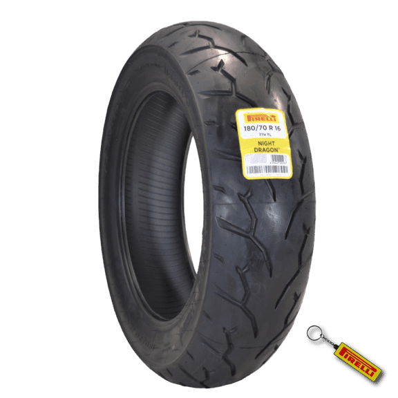 Pirelli Night Dragon 180/70R16 M/C 77H TL Cruiser Motorcycle Rear Tire - Superior Traction & Handling for High-Performance Cruisers w/ Keychain