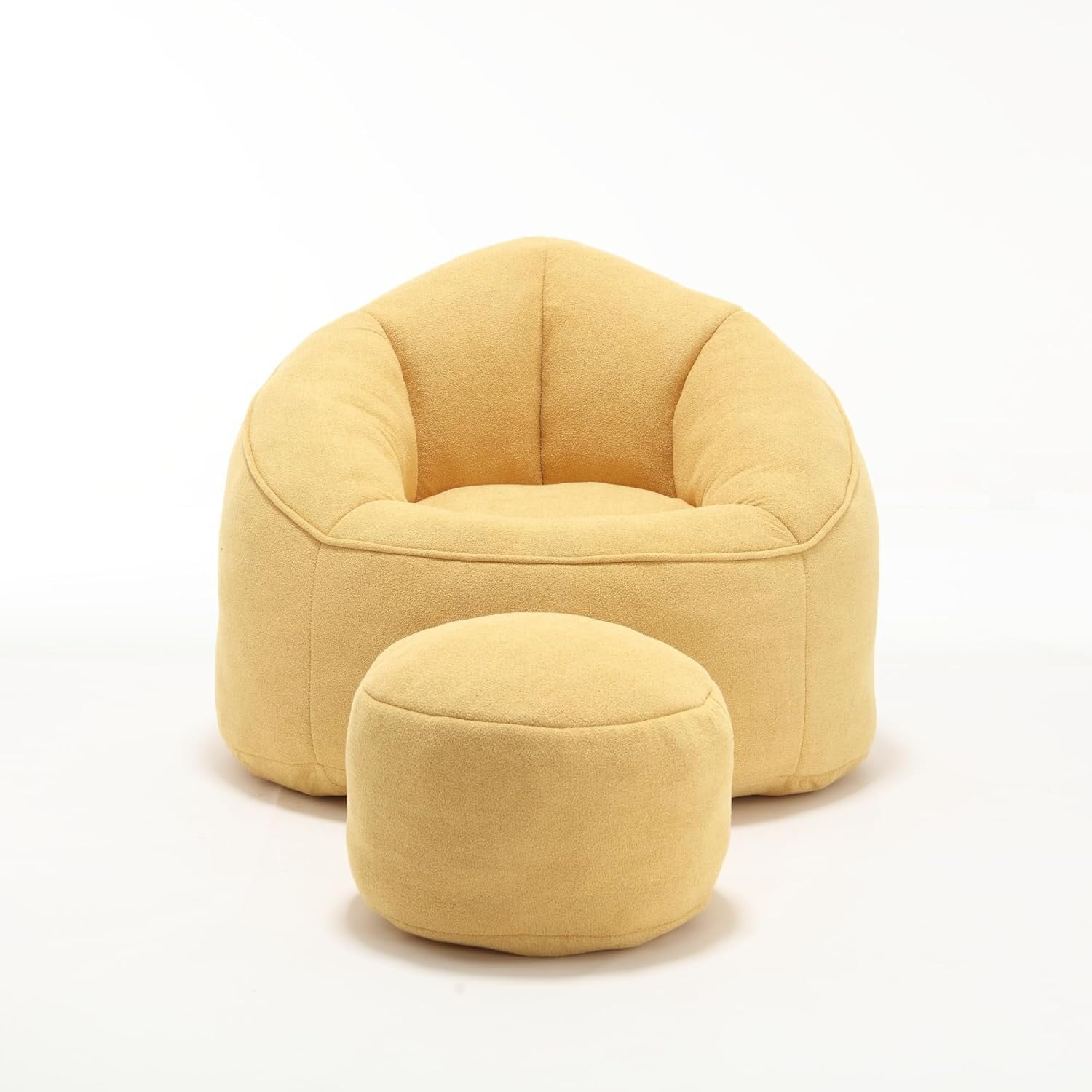 Bean Bag Chair for Adult,Microfiber Upholstered Sofa with Footstool Shell-Shaped Memory Foam Stuffed Lazy Sofa