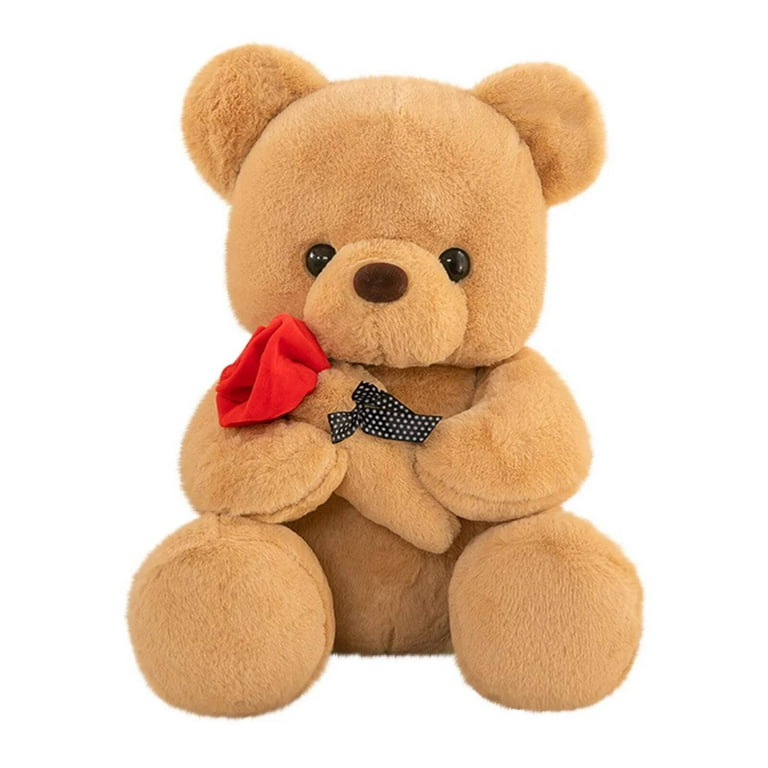 dajkiuy Clearance Teddy Bear with Rose, Soft Plush Bear Doll Stuffed Animals Toys Valentines Day Decor Gifts for Her/Girlfriend Lover Mom Kids