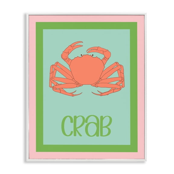 Stupell Industries Coastal Cuisine Crab White Framed Giclee Art, design by Christine Becker