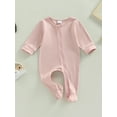 thumbnail image 2 of Faithtur Bébé Filles Garçons Footies Romper Col Rond Manches Longues Combinaisons Automne Obliques Bodysuits, 2 of 8