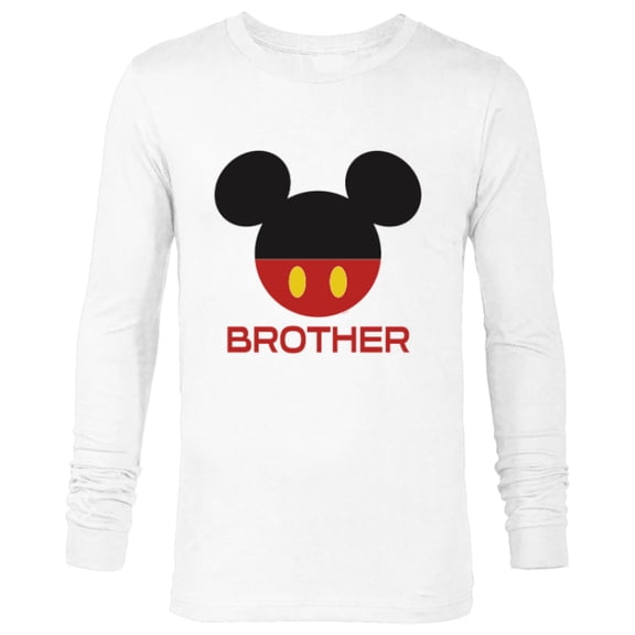 Disney Mickey Mouse Red Shorts Icon Brother Family- Long Sleeve T-Shirt for Men - Customized-White