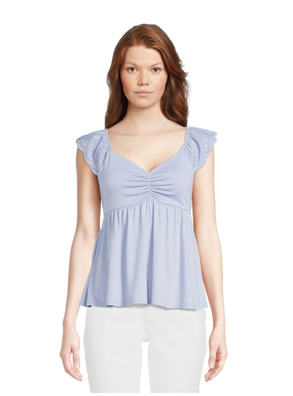 Kaleen Round Neck Sleeveless Babydoll Top (Pink)