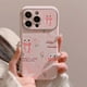 thumbnail image 3 of Cute rabbit pink 3D keychain ins bunny flower tulips ins leather shell for iphone 11 13 promax 12 14 15 pro max plus phone case, 3 of 5