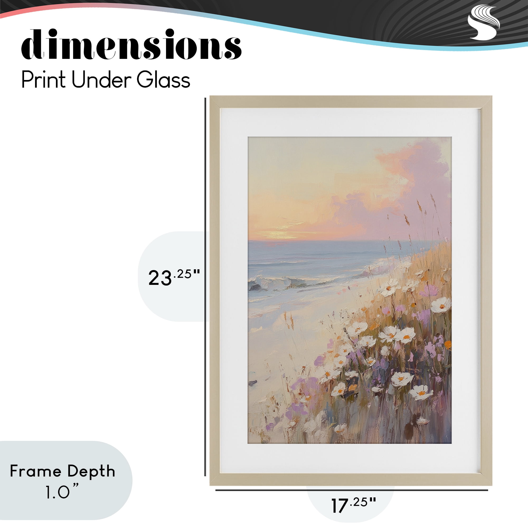 Stupell Industries Pastel Sunset Wildflowers By Sea Birch Framed Print Under Glass, design by Sisi and Seb