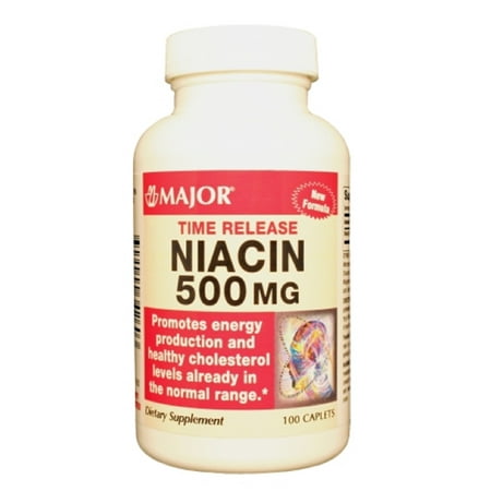 Major Niacin Time Release Caplets, 500 mg, 100 Count
