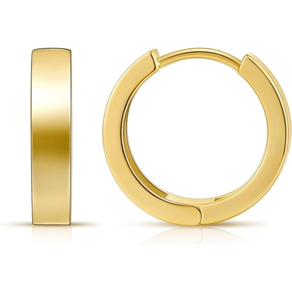 Gold Huggie Hoop Earrings For Women 14K Real Gold Plated, Small Gold Hoop Earrings For Women, 1/2 Inch Gold Earrings For Women[Z6713]
