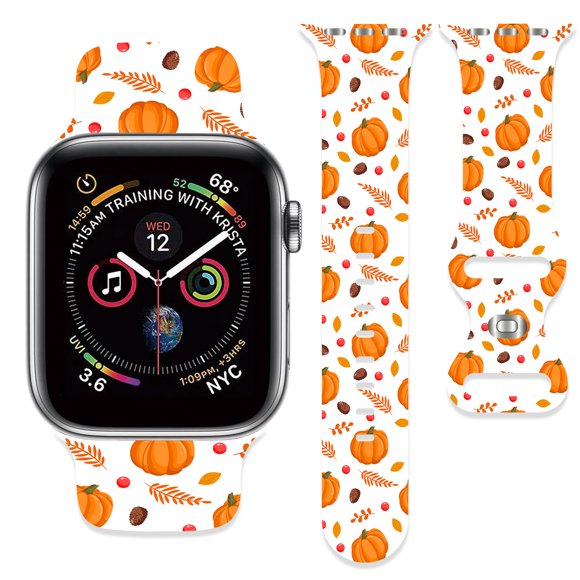Correa De Calabazas De Acción De Gracias De Otoño Compatible Con Apple Watch Band 38 Mm, 40 Mm, 41 Mm, 42 Mm, 44 Mm, 45 Mm, 46 Mm, 49 Mm, Pulseras Deportivas De Silicona Suave Para Hombres Y Mujeres P