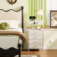 thumbnail image 2 of Furnulem 4 Drawer Night Stand with Charging Station,Bedside Table with Fabric Drawers,Small Dresser for Bedroom,White, 2 of 9