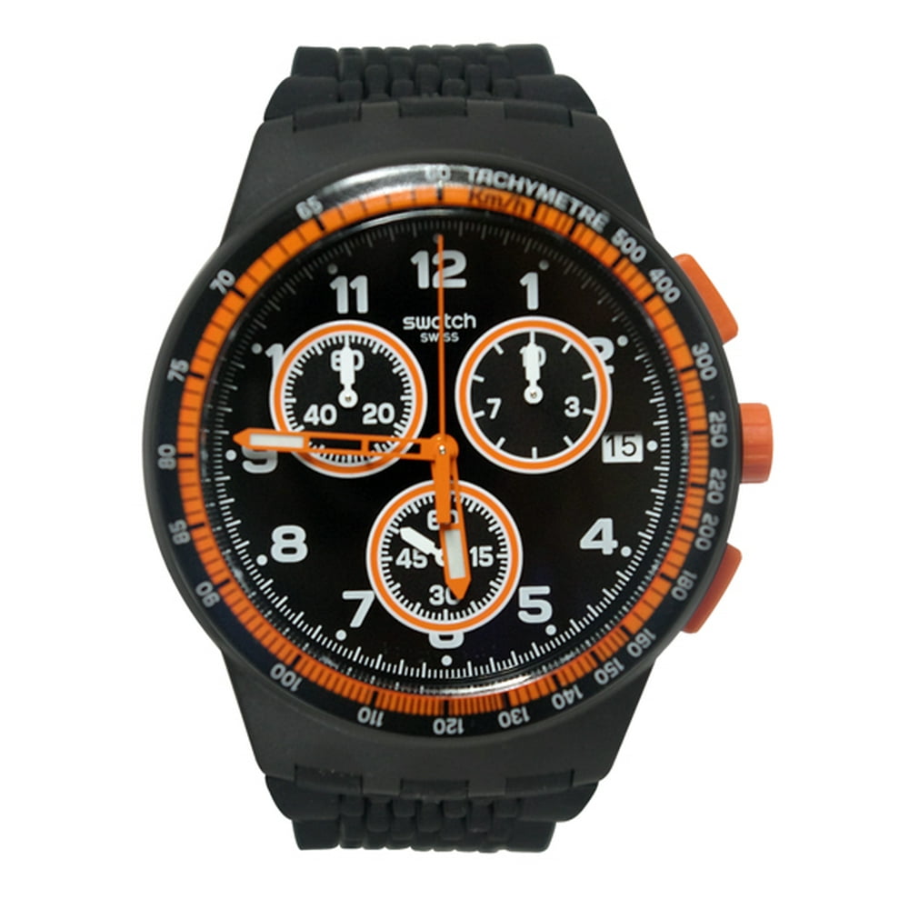 Swatch - Swatch SUSB408 Nerolino Orange Black Chronograph Date Silicone