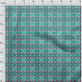 thumbnail image 4 of oneOone Velvet Turquoise Green Fabric Asian Block Print Traditional Tile Craft Projects Decor Fabric Printed By The Yard 58 Inch Wide, 4 of 4