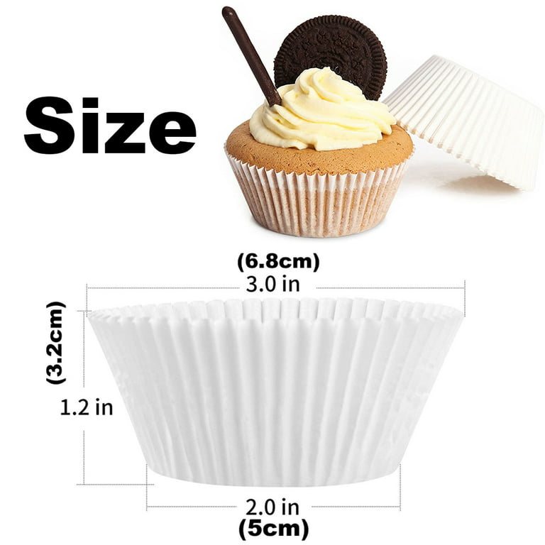 Cupcake Liners Standard Muffin Cups 1000 -Count, Unbleached Greaseproof Paper, No Smell - White, Size: 1000Pack
