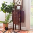 thumbnail image 3 of Linon Linnett Armoire à Bijoux avec Doublure Peluche Noire et Grand Rangement, Brun Merlot, 3 of 16