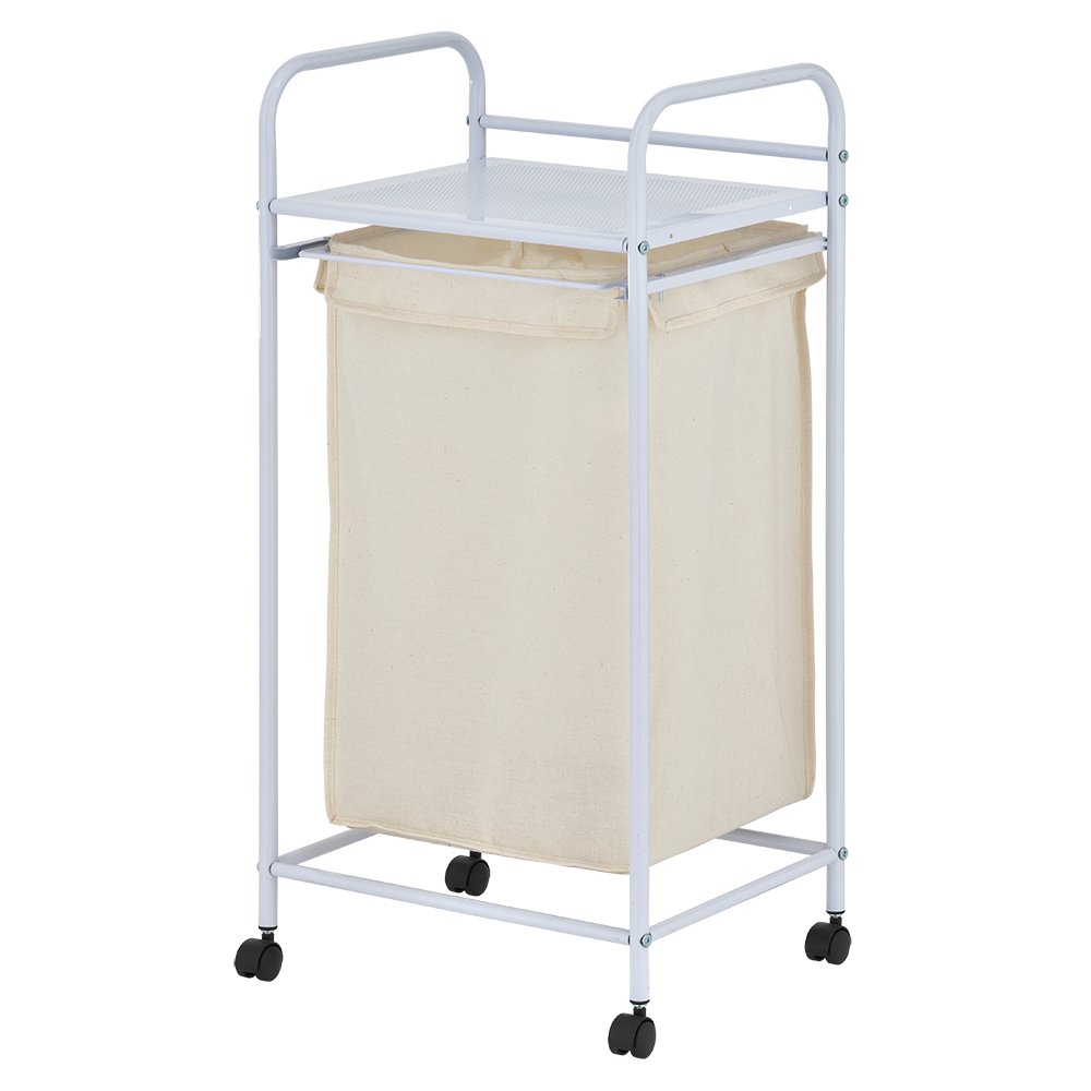 Mainstays Front Loading Stackable Laundry Baskets with Metal Shelf, White