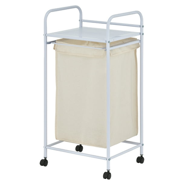 Mainstays Front Loading Stackable Laundry Baskets with Metal Shelf, White