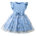 thumbnail image 2 of Kids Girls Floral Embroidered Tulle A-Line Dress with Bow Breathable Summer Party Dress Blue 3T,Size 7 T, 2 of 6