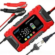 10A E-FAST Smart Battery Charger for Lifepo4/Lead Acid 12V/24V, Car/Truck/AGM/Boat Battery Maintainer with Temp Compensation & Desulfator.