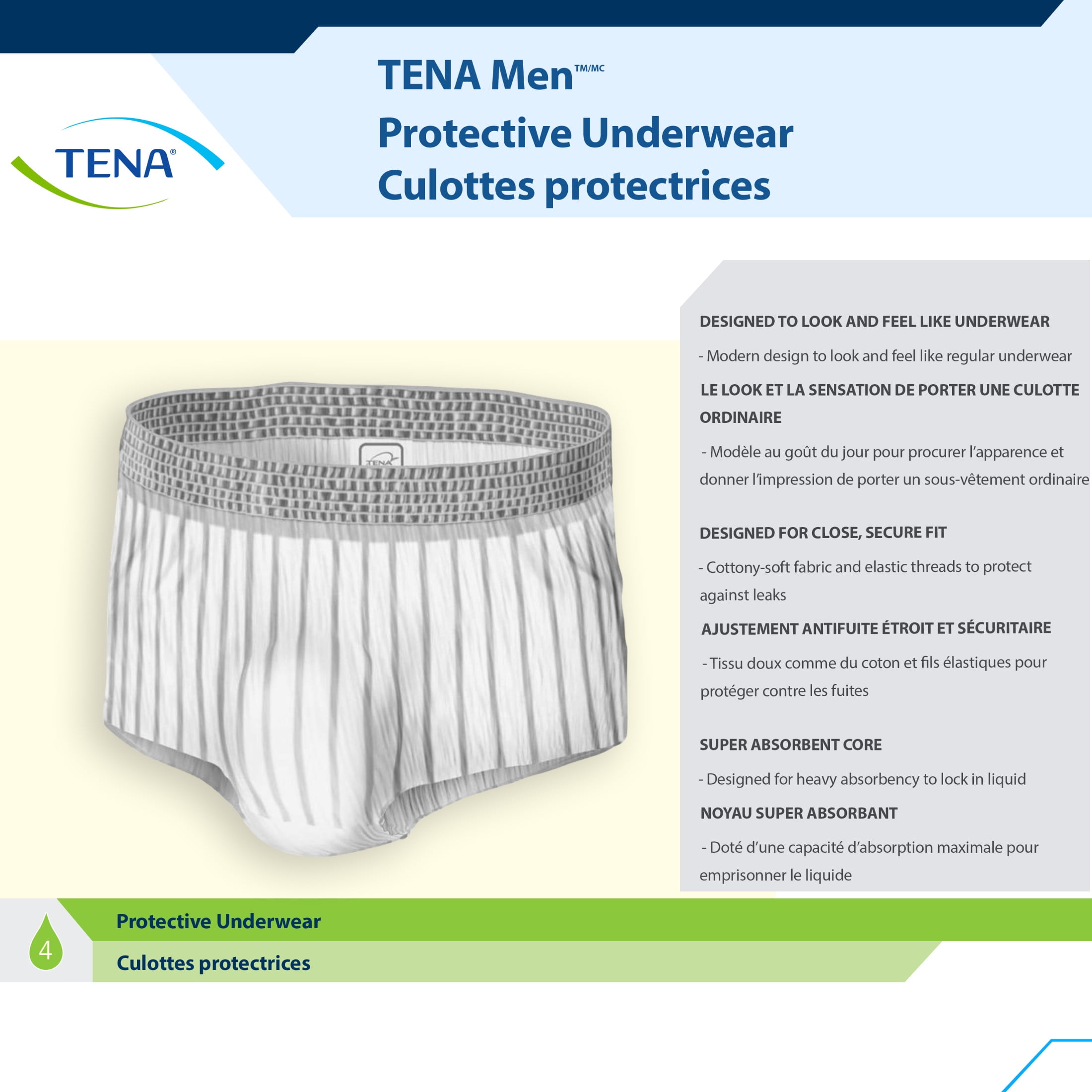 Tena Protective Incontinence Underwear for Men, Small/Medium, 16