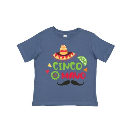 

Inktastic Cinco De Mayo with Sombrero Lime and Mustache Gift Toddler Boy Girl T-Shirt