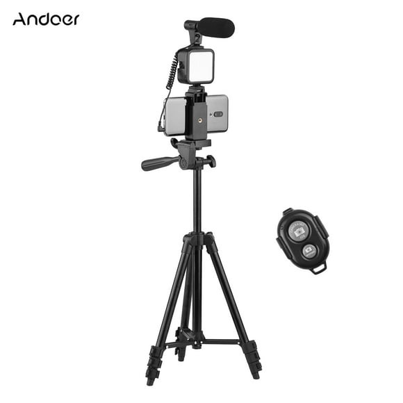 Kit de Video Vlog Andoer con Trípode Ajustable Soporte de Teléfono y Micrófono