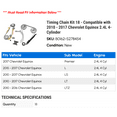 thumbnail image 2 of Timing Chain Kit 18 - Compatible with 2010 - 2017 Chevy Equinox 2.4L 4-Cylinder 2011 2012 2013 2014 2015 2016, 2 of 2