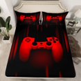 thumbnail image 2 of Homewish Geometric Striped Twin Sheet Sets,Red Game Console Twin Fitted Sheet,Gamer Gaming Flat Sheet For Boys,Breathable Bedroom Decorative,3pcs, 2 of 7