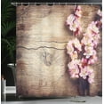 thumbnail image 2 of Floral Shower Curtain, Spring Blossom on Wooden Table Romantic Natural Farmhouse Countryside Style Print, Fabric Bathroom Set with Hooks, 69W X 75L Inches Long, Pink Brown, by Ambesonne, 2 of 4