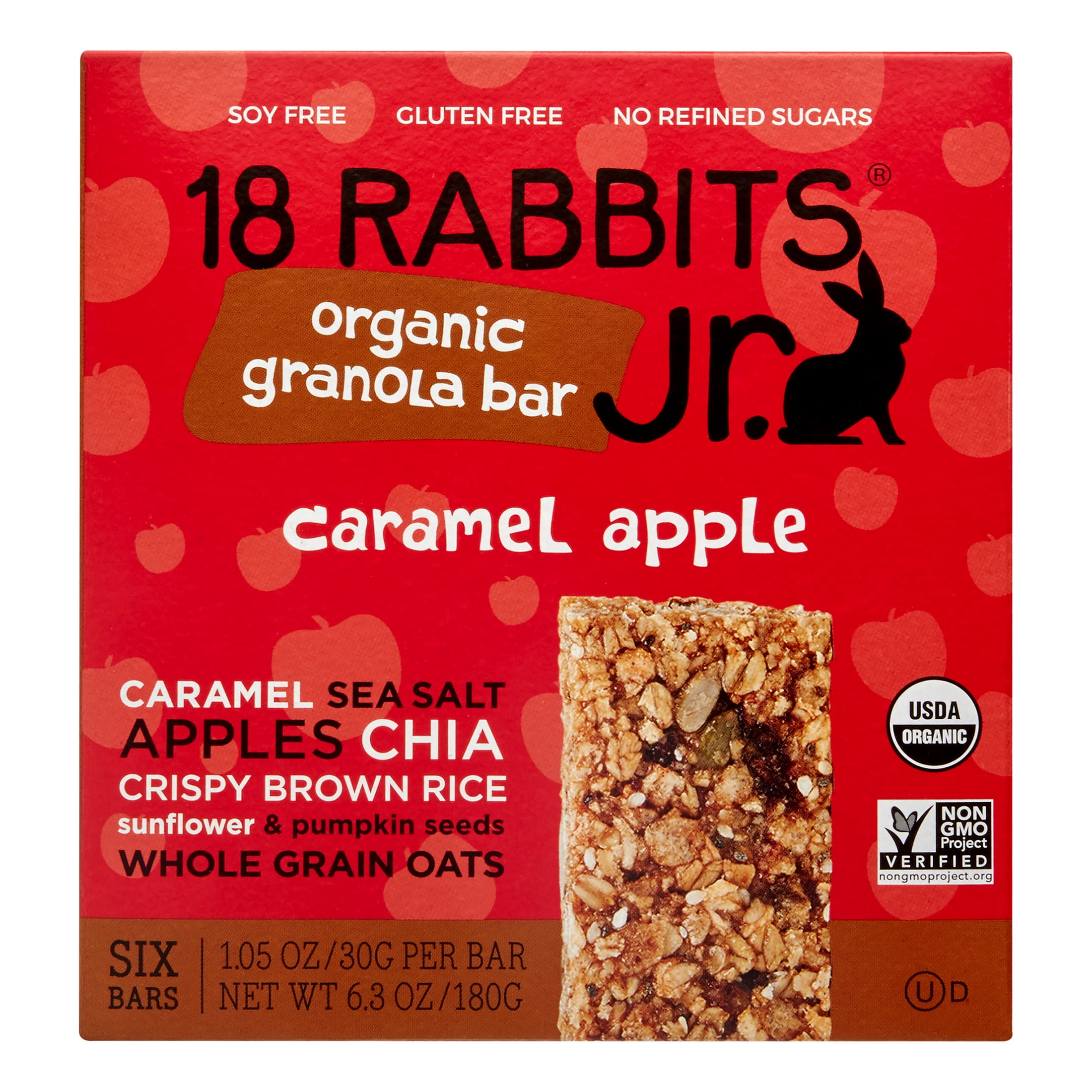18 Rabbits Caramel Apple Jr. Organic Granola Bar, 1.05 Oz, 6 Ct