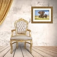 thumbnail image 3 of Ortega, Xavier 14x11 Gold Ornate Wood Framed with Double Matting Museum Art Print Titled - Elephant Mom Protecting Her Calves, 3 of 4