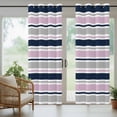 thumbnail image 3 of 1 Panel Outdoor Curtains for Patio Waterproof 54"x108" Pink Grey Striped Weatherproof Privacy Outsides Curtains, Farmhouse Stripes Modern Abstract Art Grommet Thermal Drapes for Cabana Porch Pergola, 3 of 8