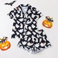 thumbnail image 4 of Halloween Pjs Set for Women Smooth Cute Print Collar Short Sleeve Button Up Nightwear and Shorts Lightweight 2 Piece Home Wear Set Relaxed Fit Cute Lounge Sets, 4 of 9